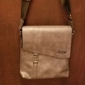 Genuine Jeep Gray leather crossbody purse